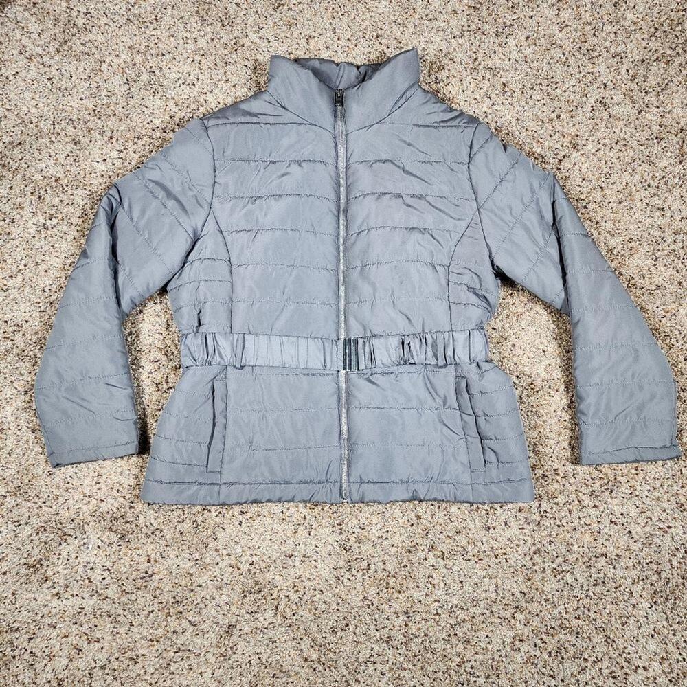 New York & Company Stylish Gray Quilted Puffer Jacket Size XL